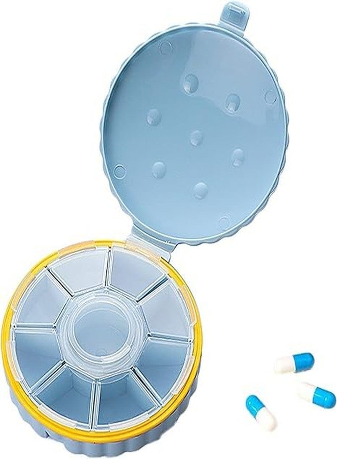 MERISH Round Cookie Appearance Pill Box 7 Days Sealed Moisture-Proof Light-Avoidance Portable Pills Dispensing Box (Pack of 2) (Blue) - Image 1